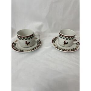 Betty Crocker Country Inn Collection Cup/Saucer Lot of 2 Ceramic Dishwasher Safe